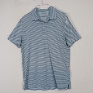 Jos A Bank Polo Shirt Mens Large Slim Fit Travel‎ Tech Blue Striped Short Sleeve